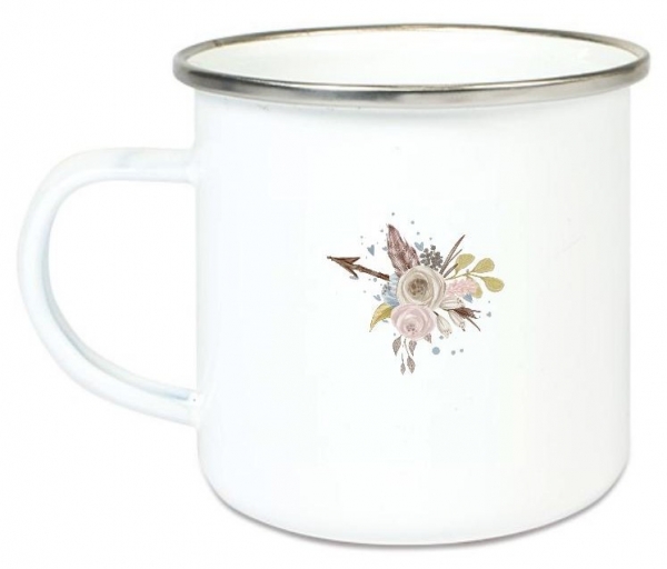 ♥ zauberhafte Becher Tasse Emailletasse Reh Rehlein Federn Indianer   Name,  Wunschname, KITA Kindergarten, Einschulung, Dankeschön, Abschied, Jubiläum, Geschenk, Becher von Lüttentüddel®